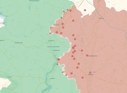 Линия фронта на Купянском направлении 26 апреля