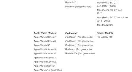 Apple, перечень, список