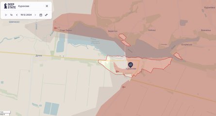Настур РФ, Донецька область, Донбас, Курахове, 20 грудня, карта, DeepState