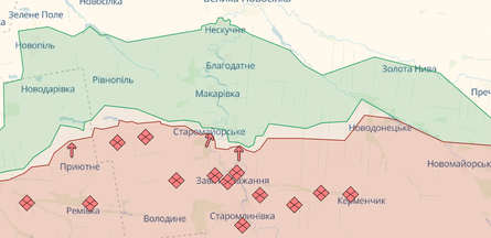 Карта бойових дій біля Старомайорського