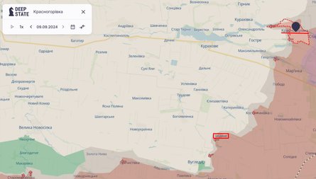 Бої на Донбасі, Красногоріка, Водяне, Курахове, 10 вересня, карта, DeepState