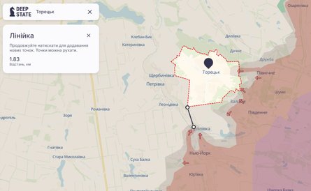 Бои на Донбассе, Торецк, 19 августа, карта, DeepState