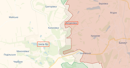 Богдановка, Богдановка Донецкая область, Богдановка Бахмут, Часов Яр, Часов Яр карта, Часов Яр Донецкая область, карта войны в Украине, карта войны