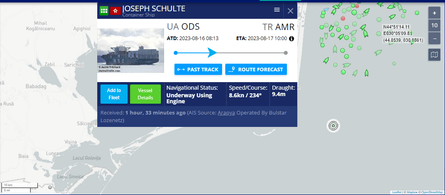 JOSEPH SCHULTE на карте морского траффика