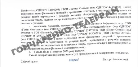 Судебное постановление об обыске в банке "Сенс"