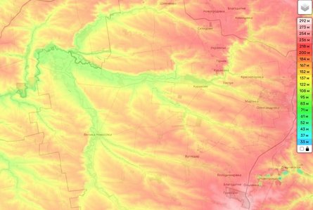 Бої на Донбасі, Курахове, 3 грудня, карта, рельєф