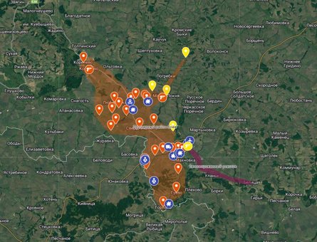 Интерактивная карта боев в Курской области