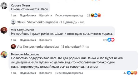 Мовний скандал, Сторчак, російська мова, коментарі