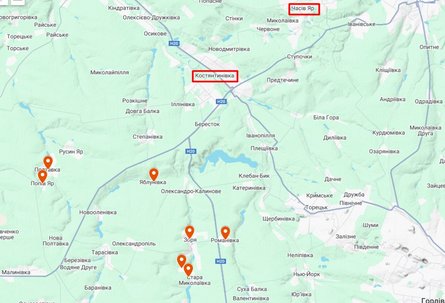 Під час наступу РФ на Костянтинівку ворог окупував сім сіл