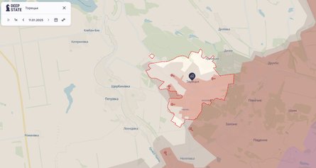 Наступление РФ, Торецк, карта, DeepState,11 января