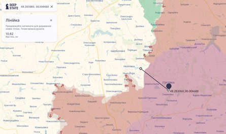 Бои на Донбассе, Горловка, Арбат, координаты, расстояние