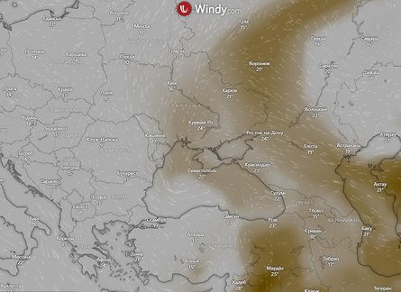 Пилова буря, Україна, 30 вересня, карта, Windy