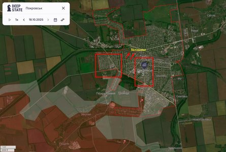 Карта боев в Покровске DeepState от 19 октября 2025 года