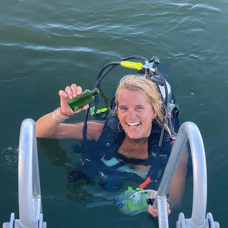 послание в бутылке, чебойган, находка, погружение с аквалангом