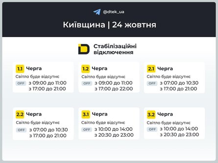 відключення світла 24 жовтня