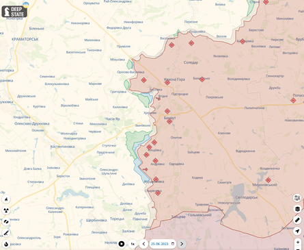 карта боев в Бахмуте