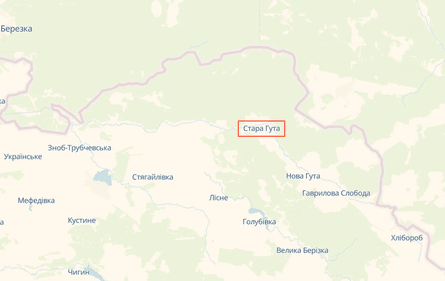 карта сумской области, старая гута сумская область, карта Украины