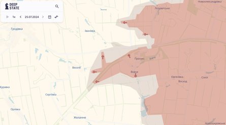 Бои на востоке, Прогресс, Донбасс, карта, 25 июля