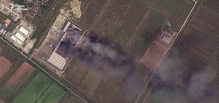 Спутниковый снимок последствий удара по составу Ozon в Дагестане. Спутниковый снимок последствий удара по составу Ozon в Дагестане