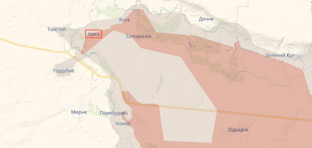 Село Зірка на карті бойових дій