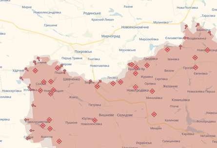 Покровское направление, наступление ВС РФ на Покровск, ситуация Покровск, карта DeepState