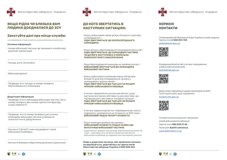 ЗСУ, військові, ЗСУ, Міноборони, Міністерство оборони України, буклет Родинам захисників, Родинам захисників