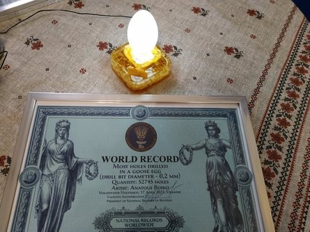 Анатолий Бойко, рекорд, яйца, куриное яйцо, гусиное яйцо, отверстия, дыры