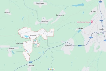 Часов Яр, карта Бахмутский район, расстояние