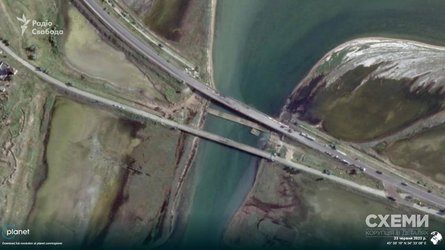 Наслідки удару БпЛА по Чонгарському мосту