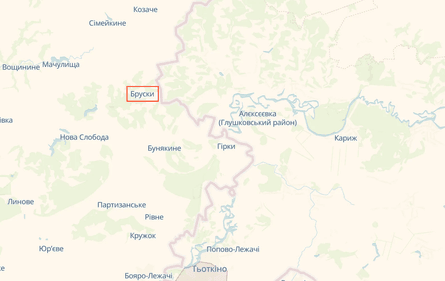 бруски сумская область, карта сумской области, бруски, карта Украины