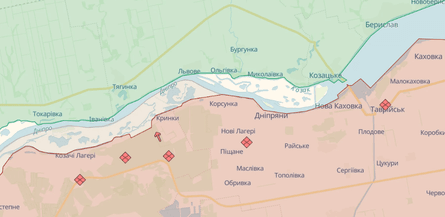 Кринки, Нова Каховка, карта, deepstate, лівий берег, плацдарм, ЗСУ, херсонська область