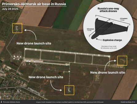 Пускові майданчики для реактивних Шахедів у Приморсько-Ахтарську