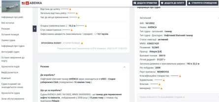 Танкер Avenka, технічні характеристики