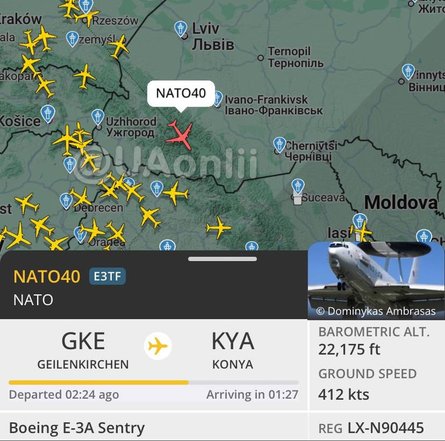 літак NATO.040 пролетів над Україною