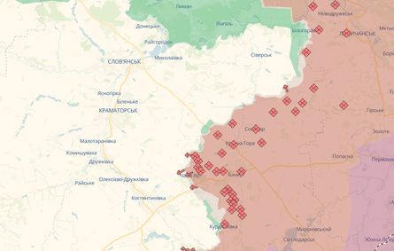 Краматорское направление, наступление ВС РФ на Краматорск, ситуация Краматорск, карта DeepState