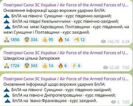 Удар РФ 28 листопада, Повітряні сили, Шахеди