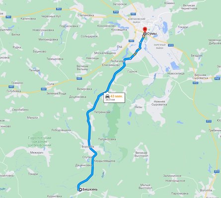 Бішкинь, карта, Сумська область