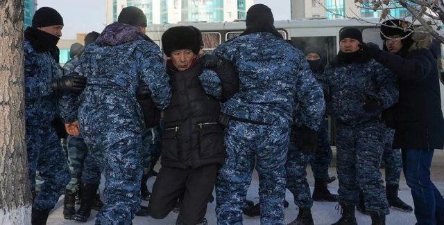 Казастан, протест, задержание