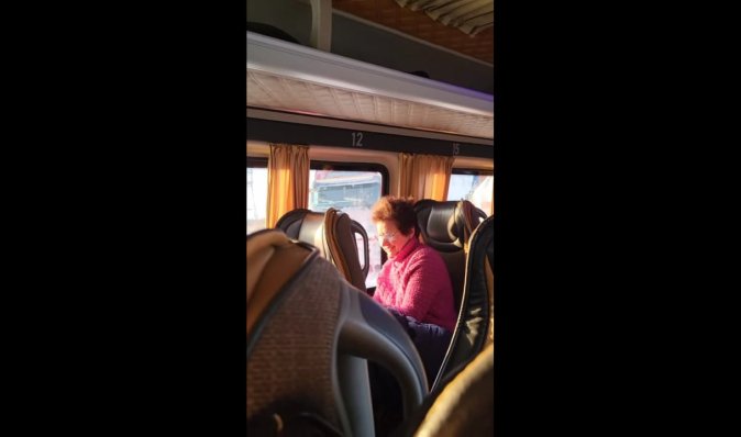 Урок літератури в заметах: вчителька з Одеси провела онлайн-лекцію із засніженого автобуса (відео)