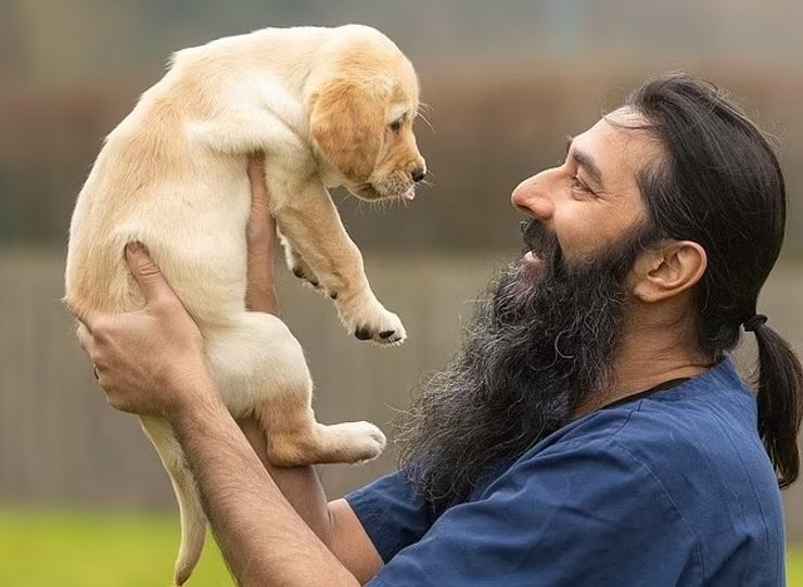 собака человек борода