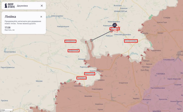 Карта бойових дій в Донецькій області 12 серпня