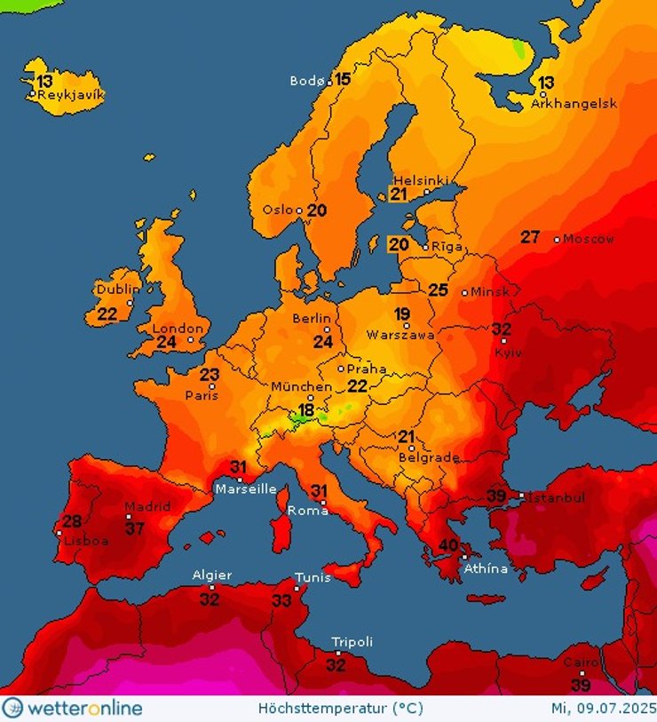 Прогноз погоды на завтра 9 июля
