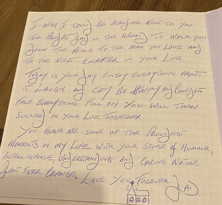 Покойный отец, написал письмо дочери, рак пищевода, трогательная записка, оставил письма после смерти, зачинали на свадьбе