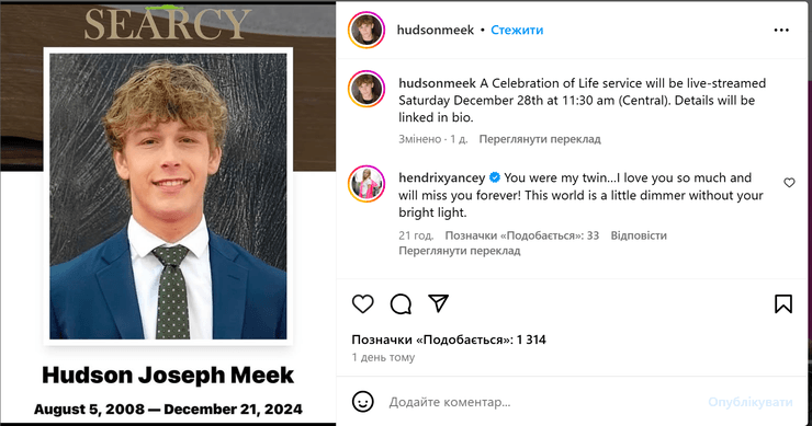 Хадсон Мик, умер Хадсон Мик, умер в 16 лет, прощание с Хадсоном Миком, На драйве, звезда фильма На драйве