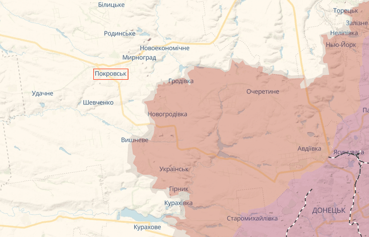 Покровск, бои за Покровск, Покровское направление, Донецкая область, карта боевых действий