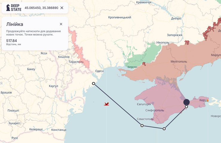 Расстояние до терминала в Феодосии около 500 км по морю