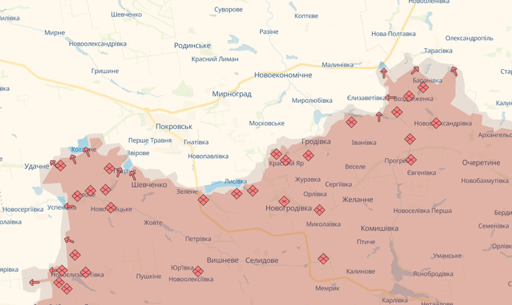 бои за Покровск, Покровское направление, ситуация под Покровском, карта DeepState