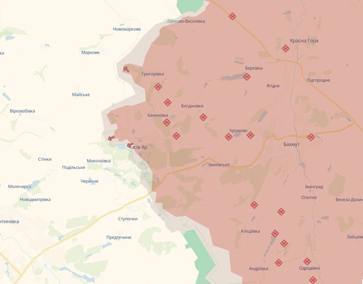 Карта боевых действия Часов Яр