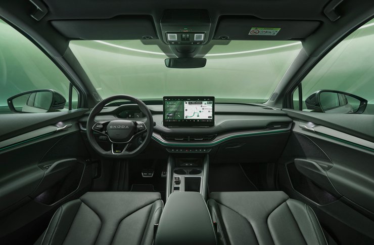Салон Skoda Enyaq RS, новый Skoda Enyaq, электромобиль Skoda, электромобиль Skoda, кроссовер Skoda