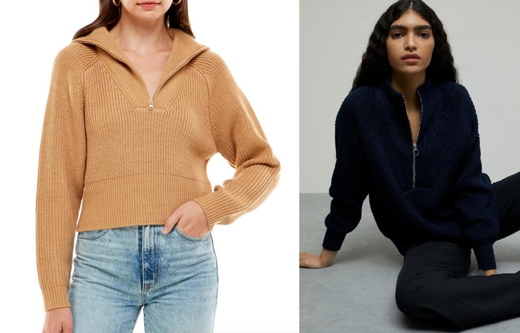 модный свитер, свитер на молнии, вязаный свитер